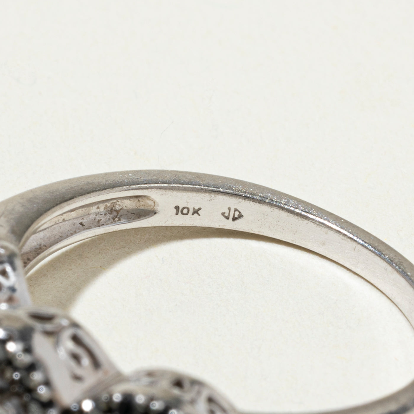10k Black & White Diamond Three Cluster Ring | 0.65ctw | SZ 7