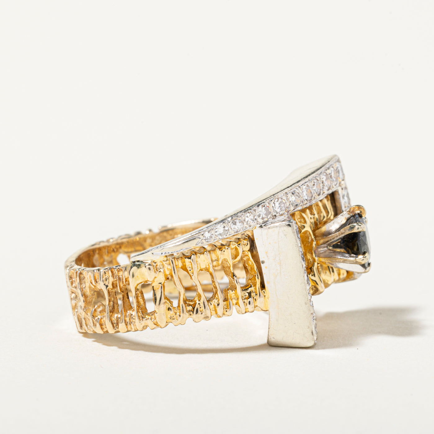 18k Sapphire & Diamond Geometric Cocktail Ring | 0.64ct, 0.56ctw | SZ 8.5