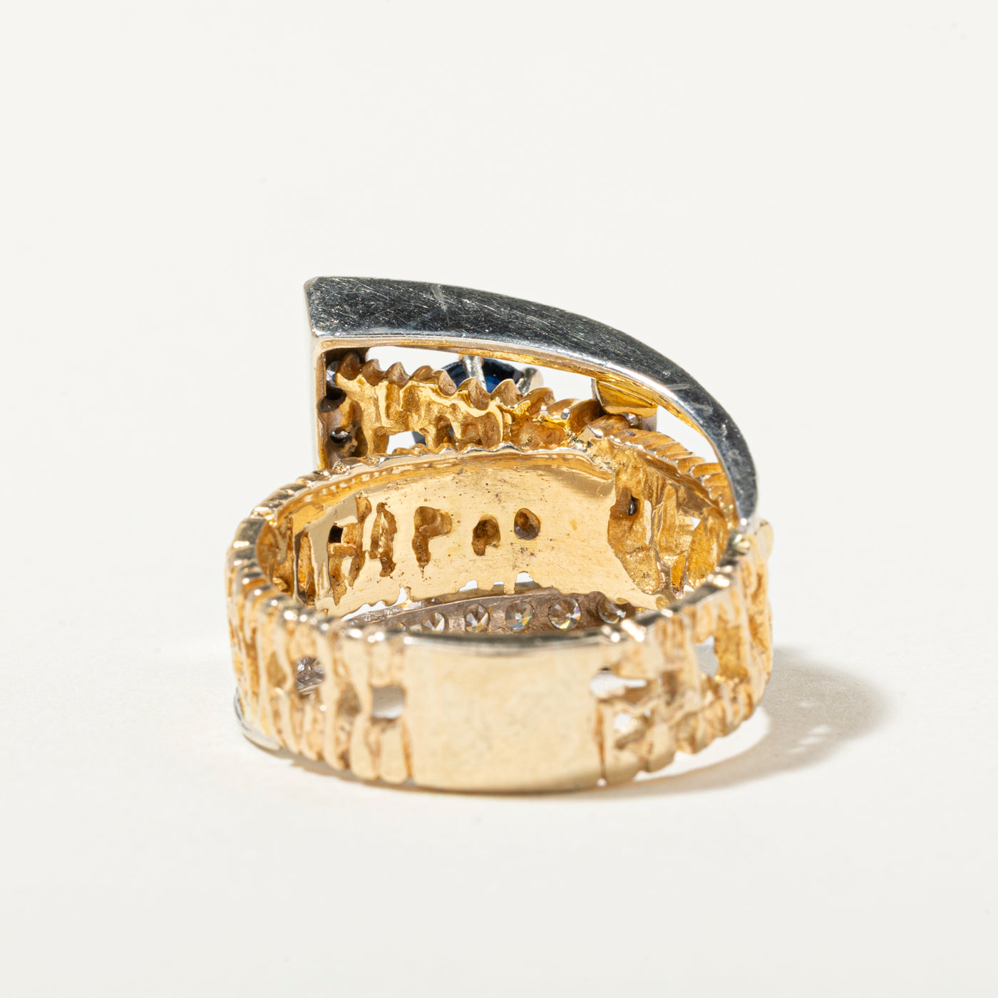 18k Sapphire & Diamond Geometric Cocktail Ring | 0.64ct, 0.56ctw | SZ 8.5
