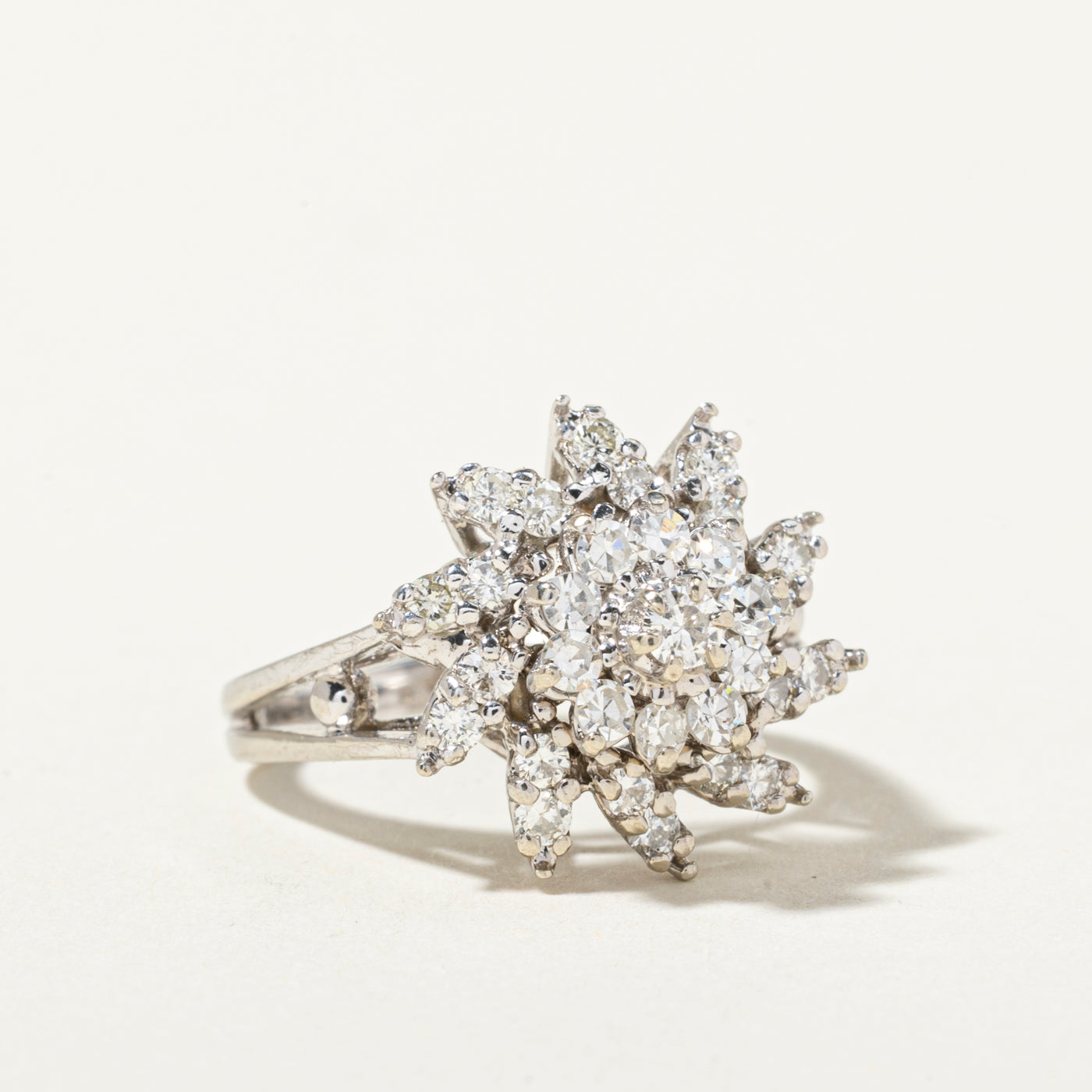 14k Diamond Spiral Cluster Ring | 0.84ctw | SZ 6
