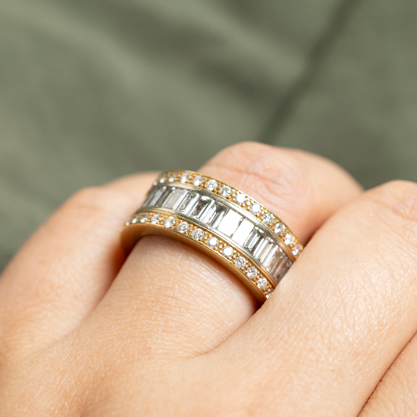 18k Multi Row Diamond Band | 5.91ctw | 9mm | SZ 8