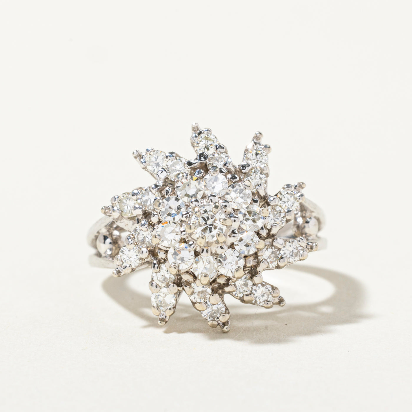 14k Diamond Spiral Cluster Ring | 0.84ctw | SZ 6