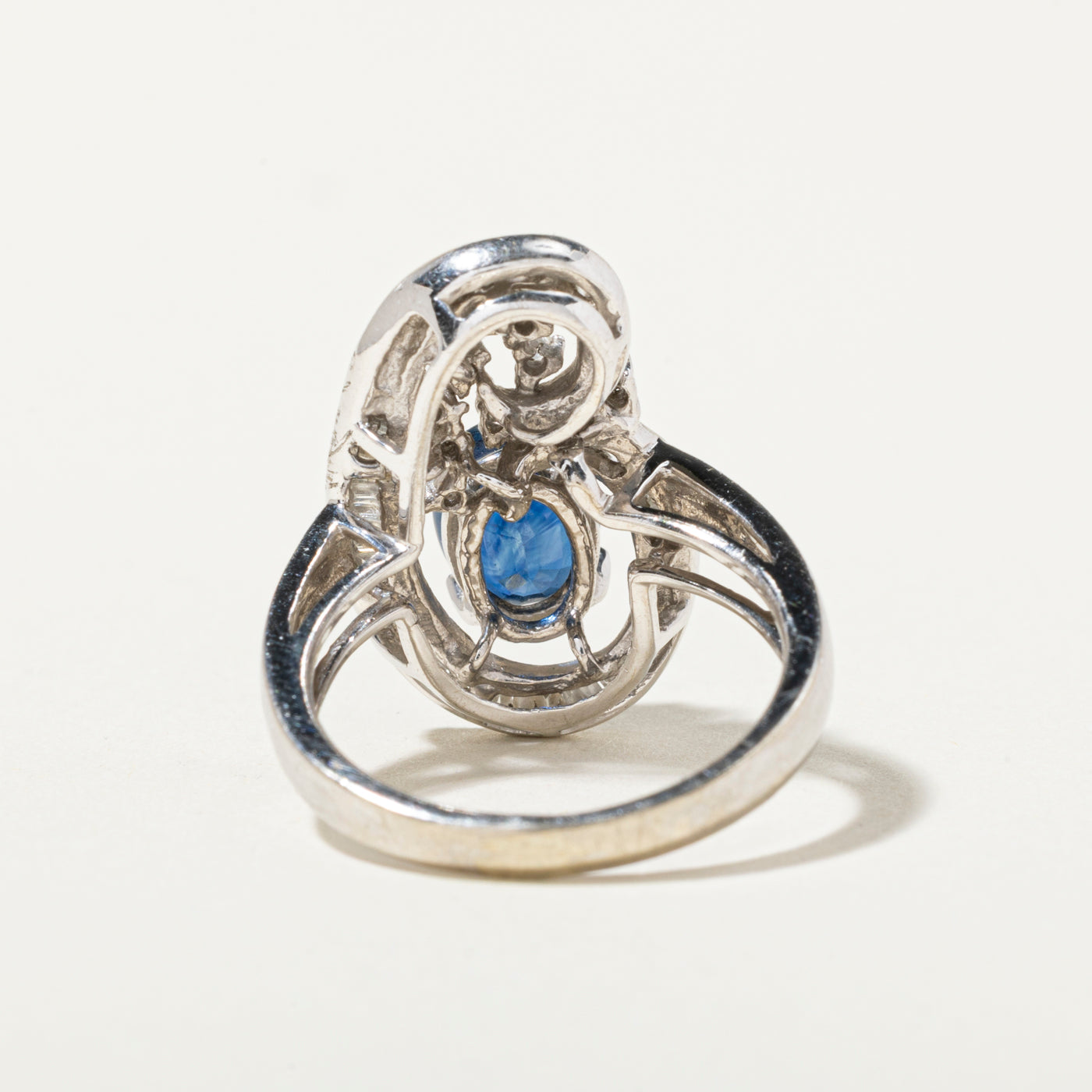 14k Sapphire & Diamond Waterfall Abstract Cocktail Ring | 1.45ct, 0.42ctw | SZ 5.75