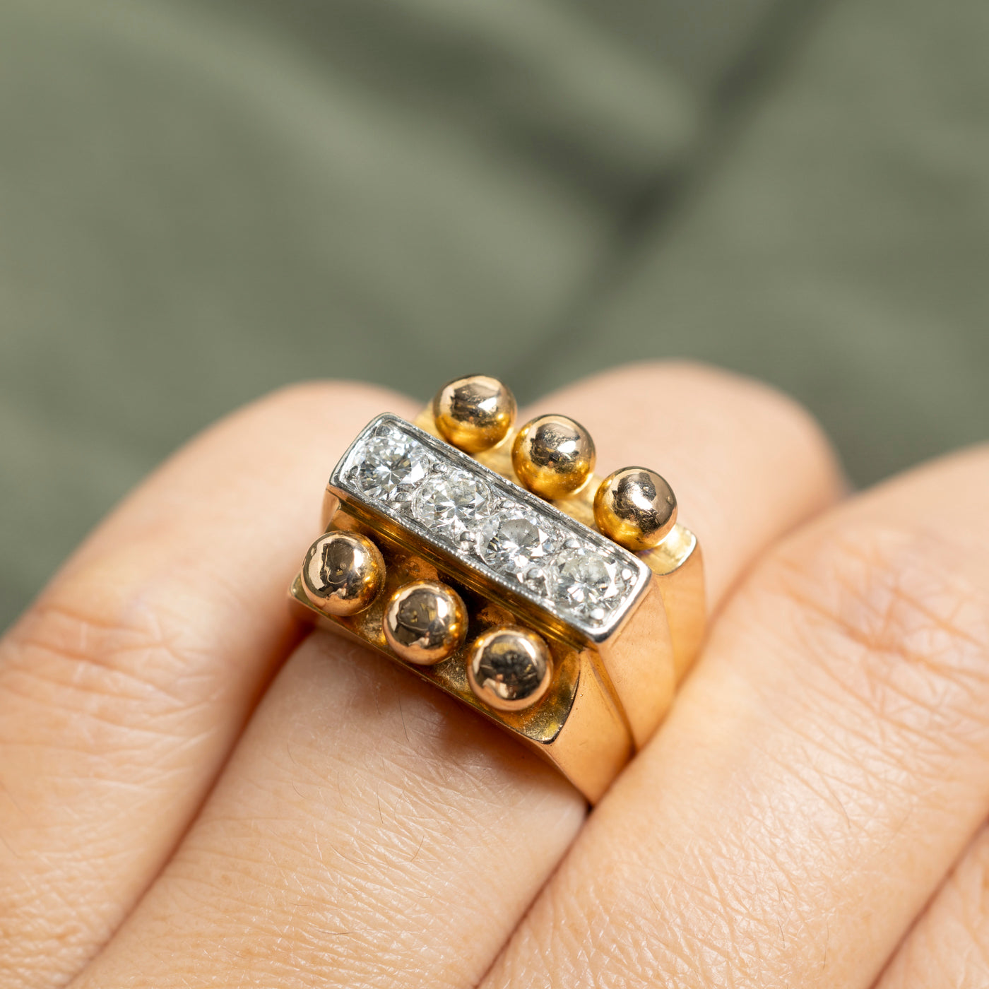 18k Four Stone Diamond Abstract Bauble Ring | 0.89ctw | SZ 6
