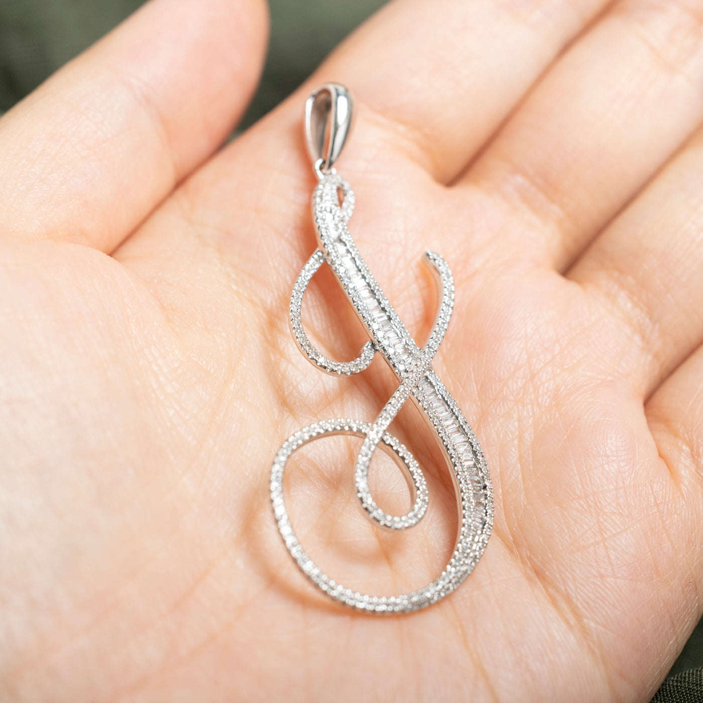 14k Diamond “J” Initial Openwork Pendant | 1.32ctw