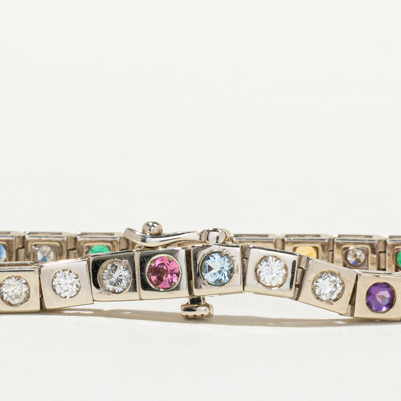 14k Rainbow Multi-Gemstone & Diamond Bracelet | 1.28ctw, 1.75ctw