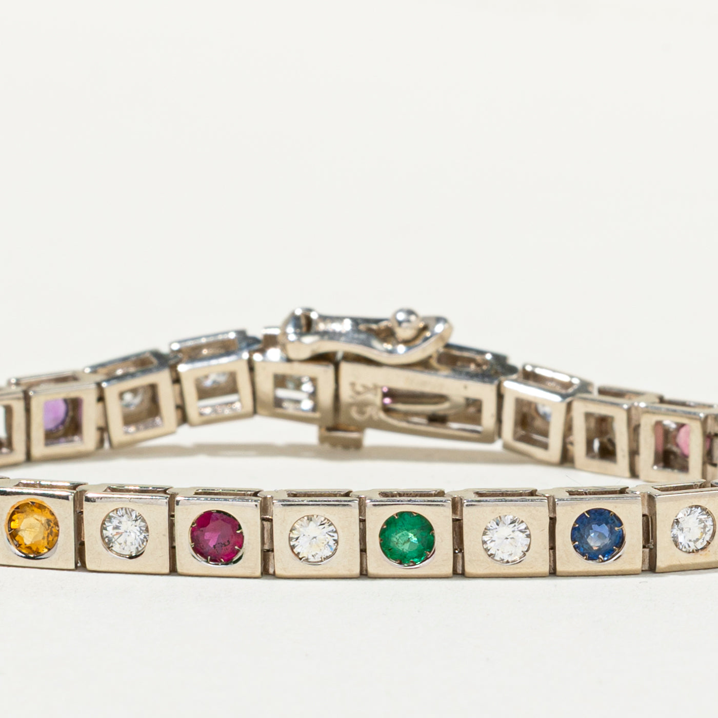 14k Rainbow Multi-Gemstone & Diamond Bracelet | 1.28ctw, 1.75ctw