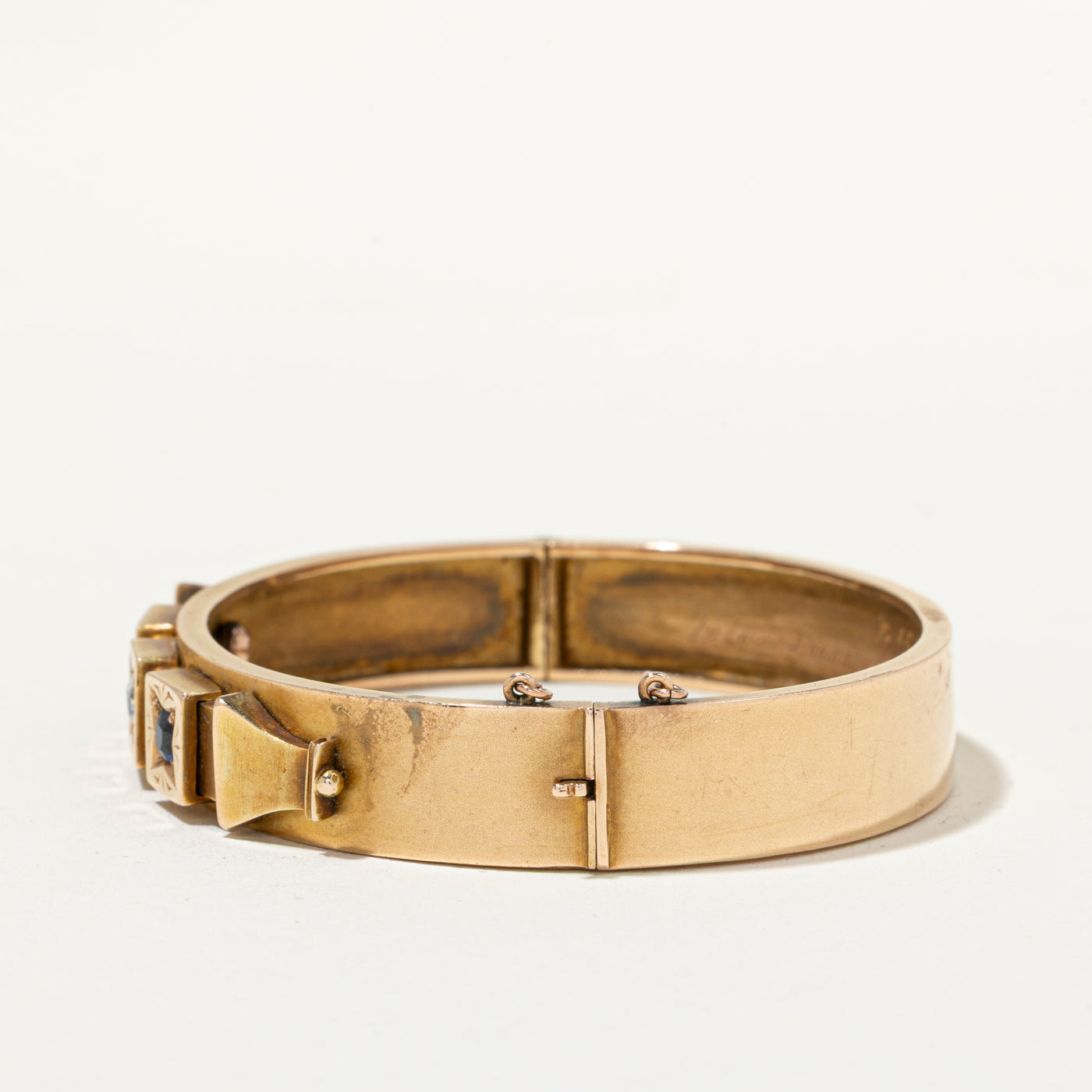 18k Sapphire & Diamond Buckle Bangle | 0.35ctw, 0.22ct | 7"