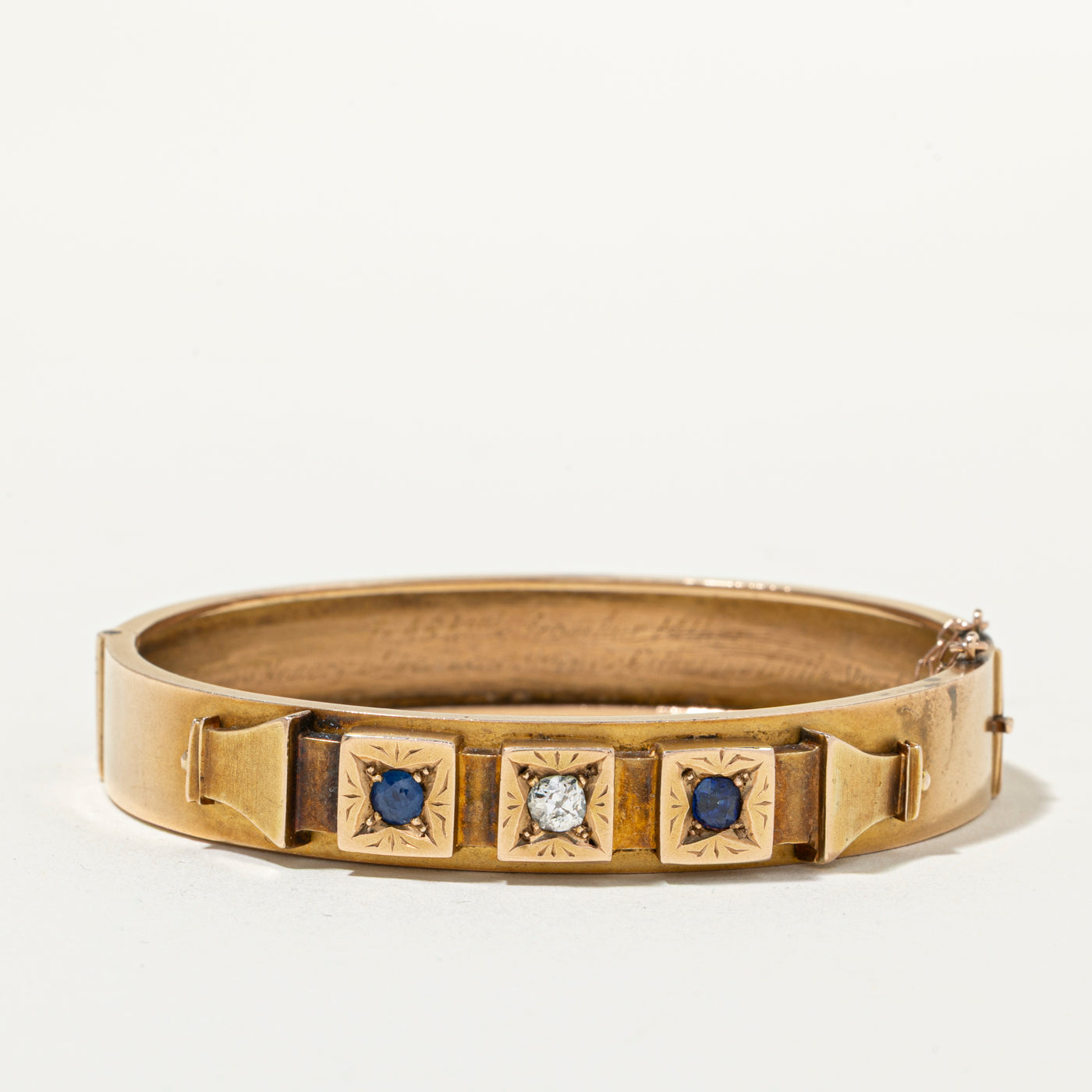 18k Sapphire & Diamond Buckle Bangle | 0.35ctw, 0.22ct | 7"