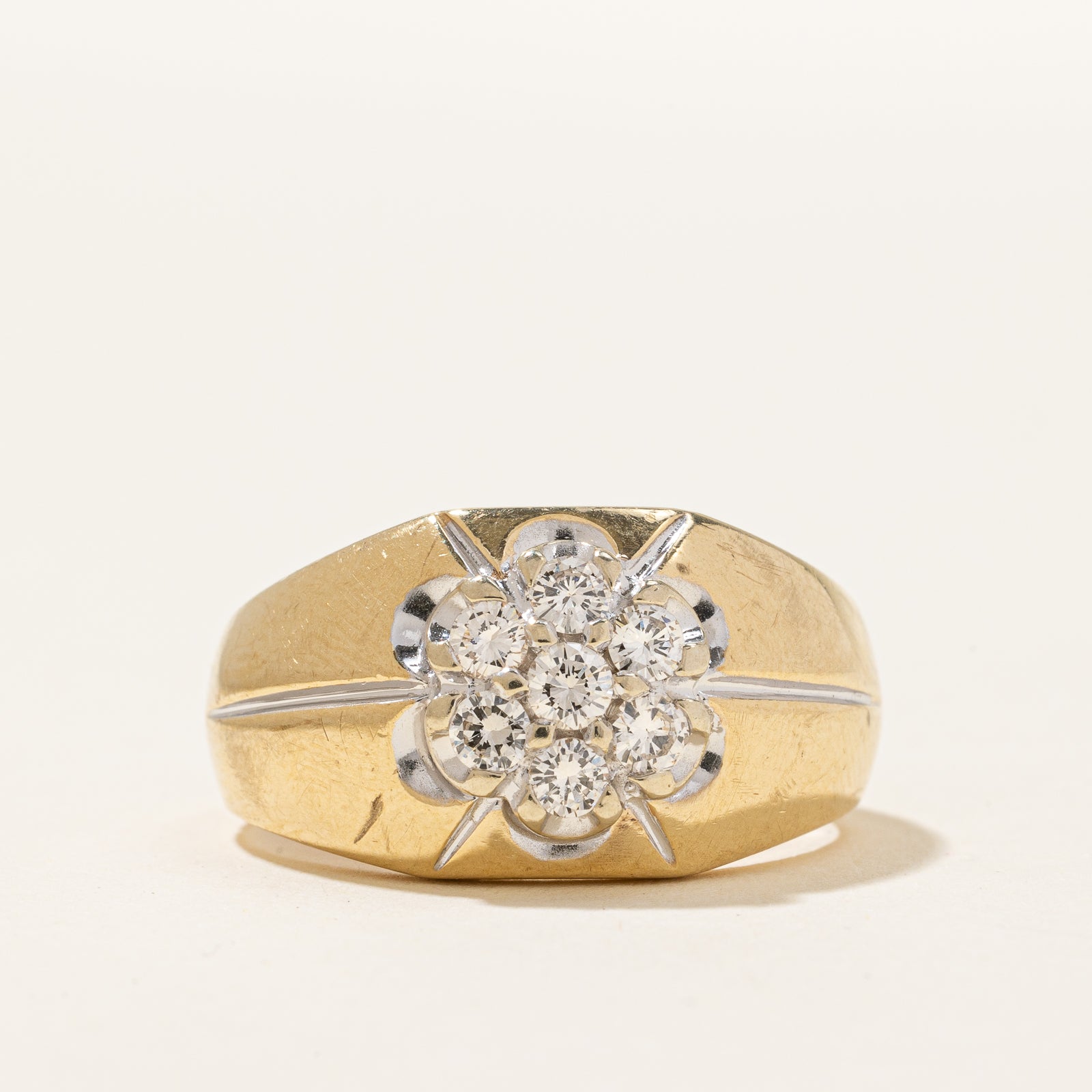 Vintage Diamond Cluster Flower Ring | 0.44ctw | SZ 8.5 |