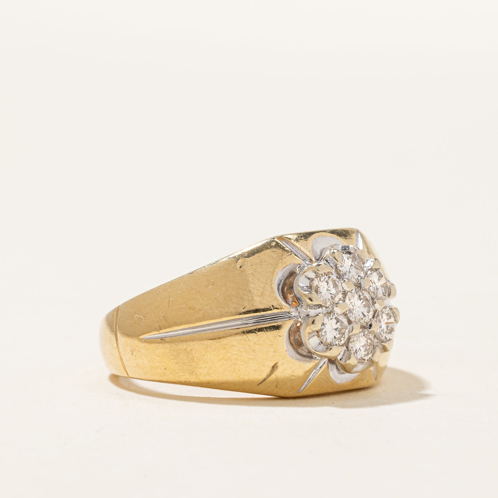 Vintage Diamond Cluster Flower Ring | 0.44ctw | SZ 8.5 |