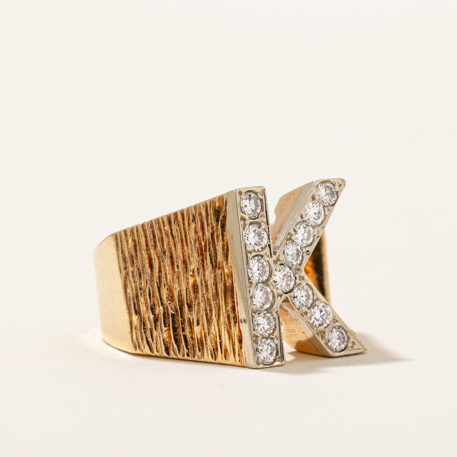 Diamond 'K' Initial Ring | 0.42ctw | SZ 4 |