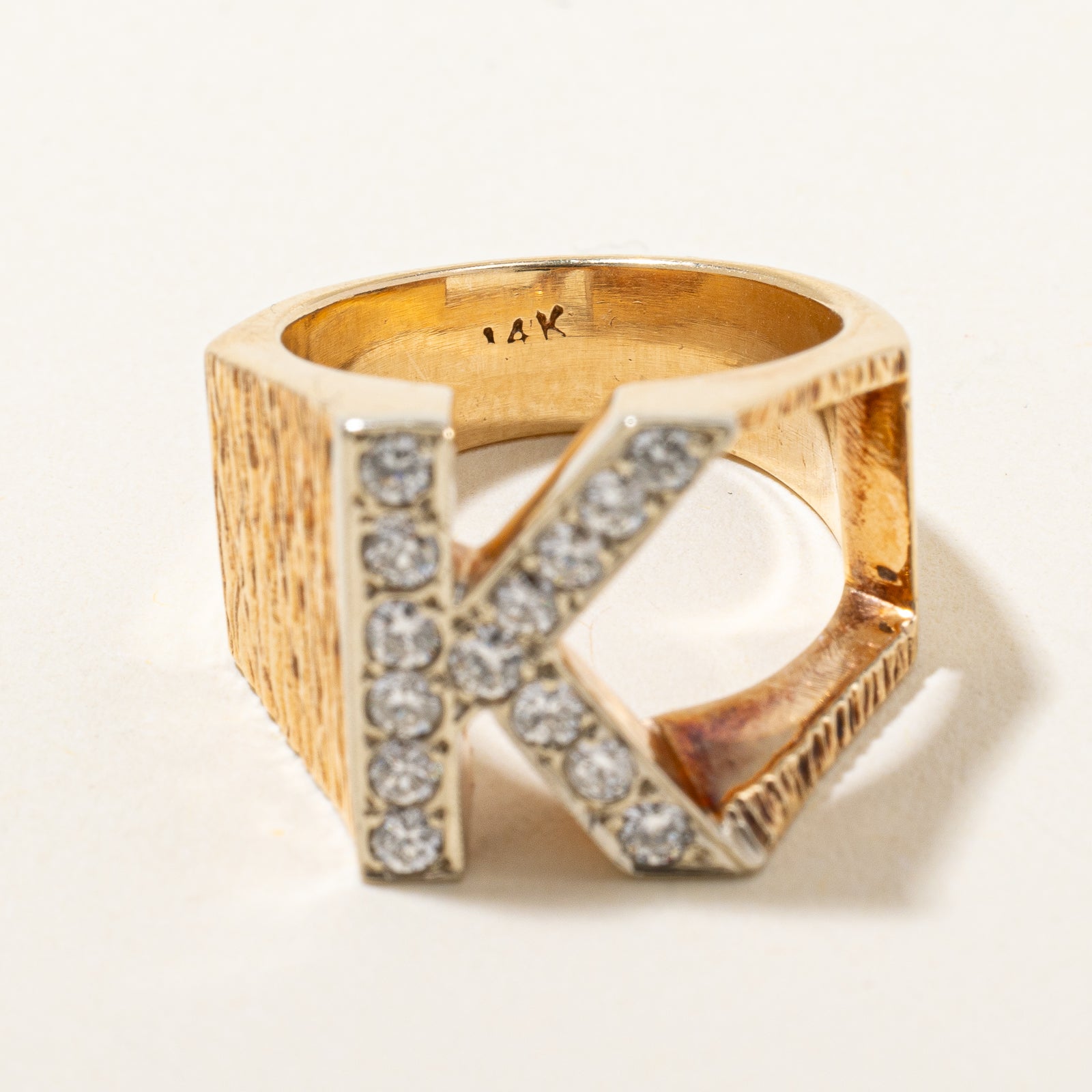 Diamond 'K' Initial Ring | 0.42ctw | SZ 4 |