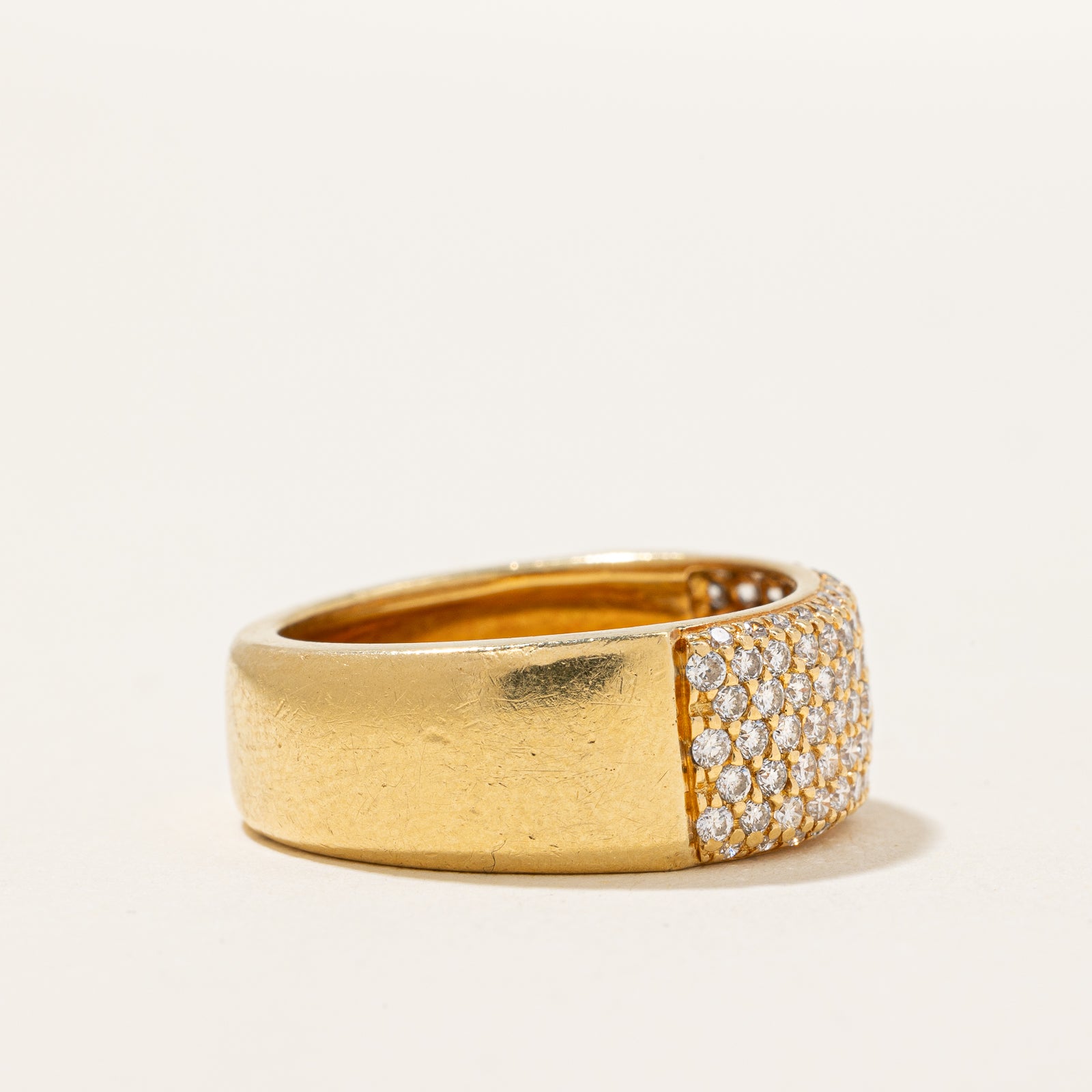 French Hallmarked Pavé Set Diamond Band |0.90ctw | SZ 7.5 |