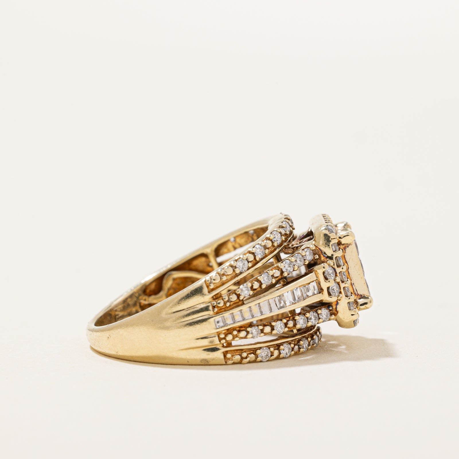 Princess Cut Diamond Cluster Cocktail Ring | 1.02ctw | SZ 7 |