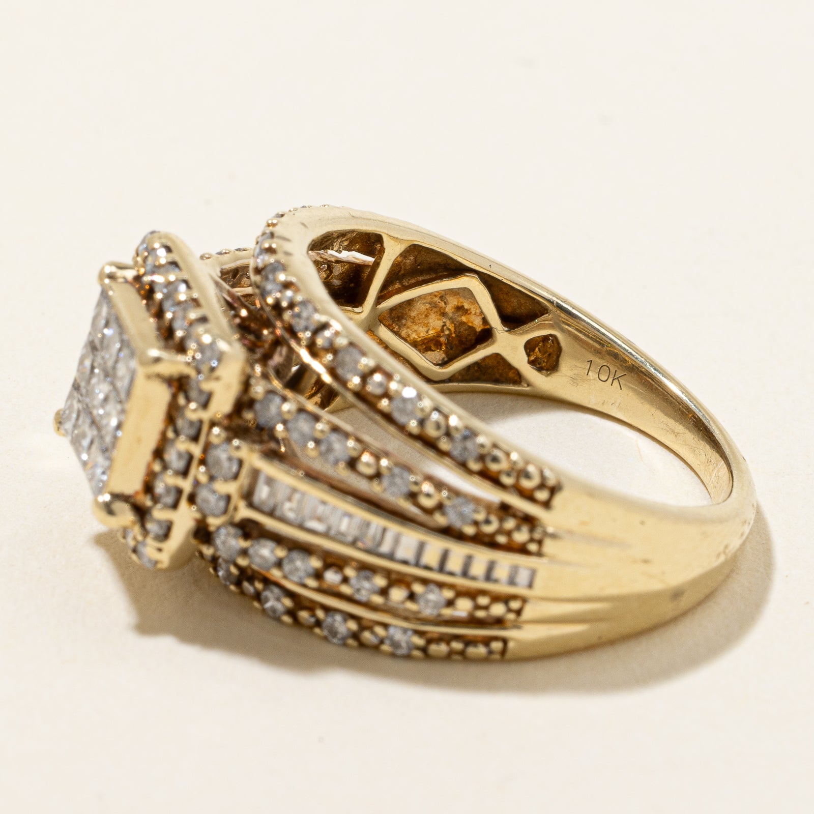 Princess Cut Diamond Cluster Cocktail Ring | 1.02ctw | SZ 7 |