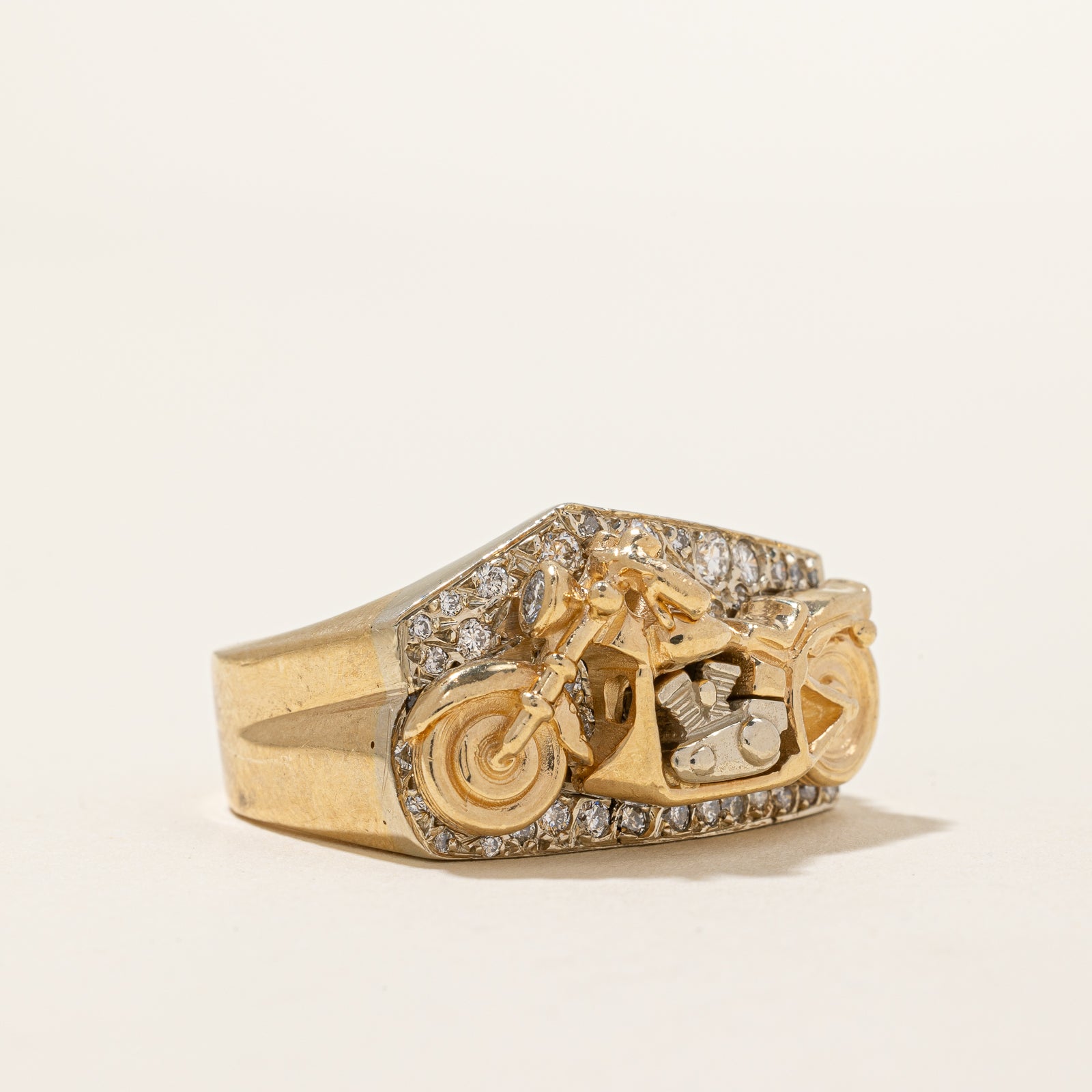 Harley Davidson Motorcycle Diamond & Ruby Ring | 0.59ctw, 0.01ct | SZ 11.5 |