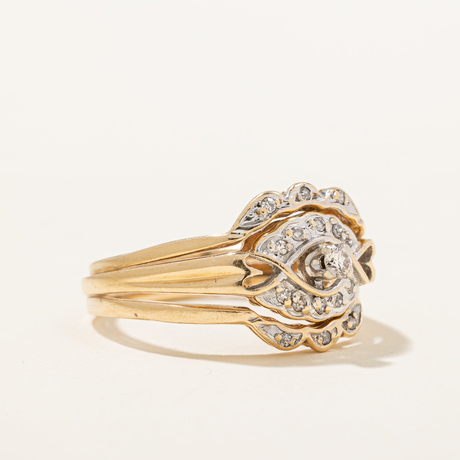 Diamond Soldered Wedding Ring Set | 0.15ctw | SZ 8.25 |