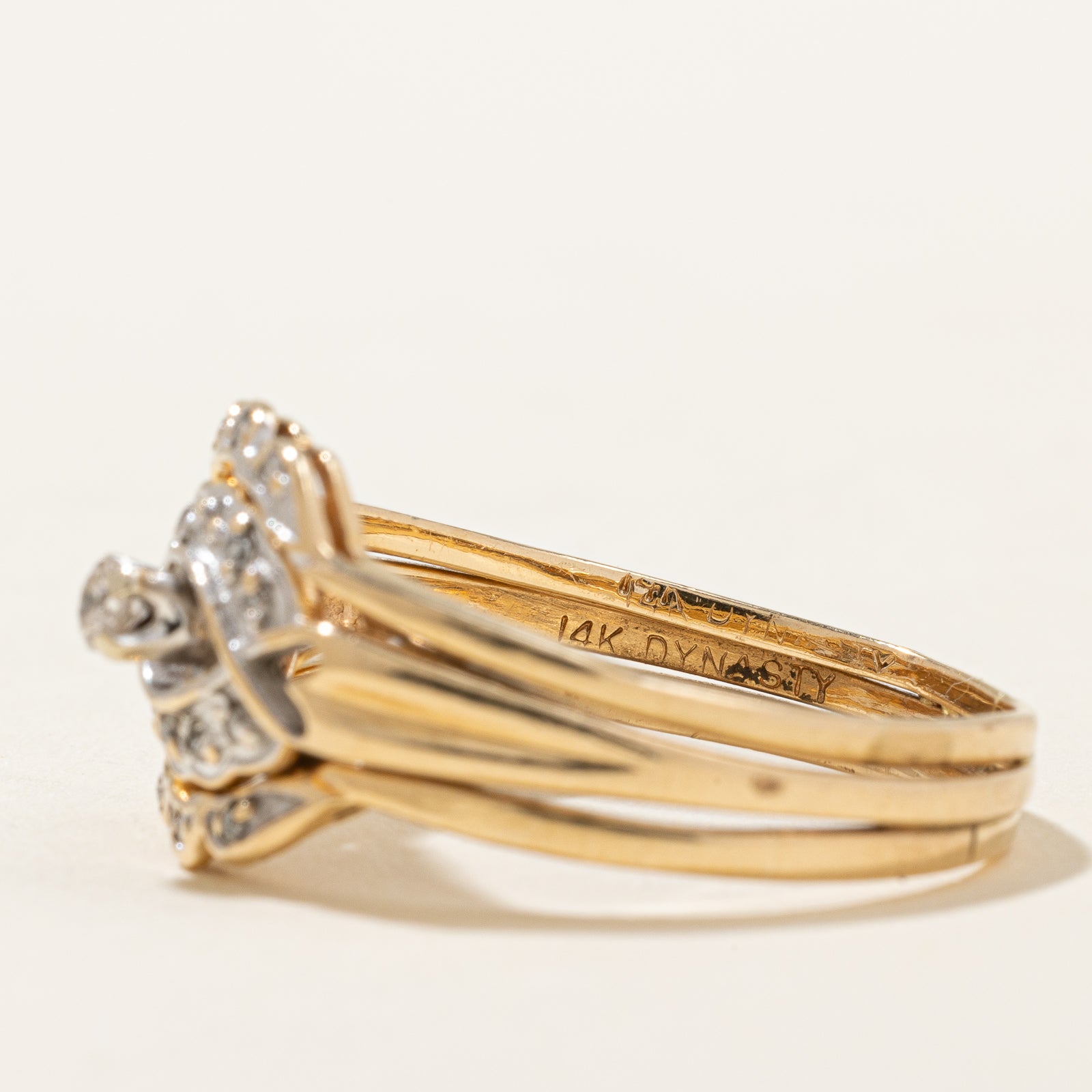 Diamond Soldered Wedding Ring Set | 0.15ctw | SZ 8.25 |