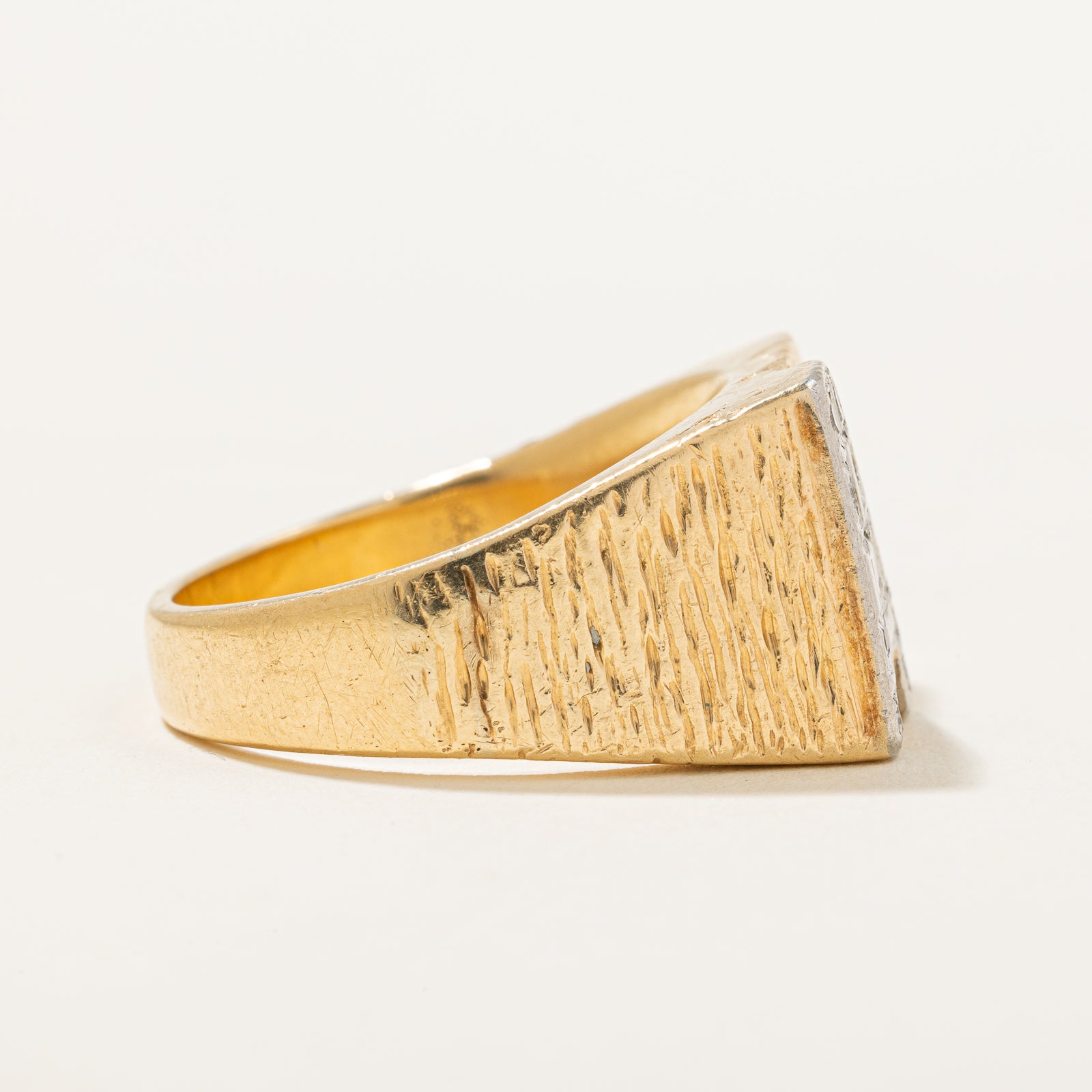 Diamond "A" Initial Textured Ring | 0.24ctw | SZ 10.25 |