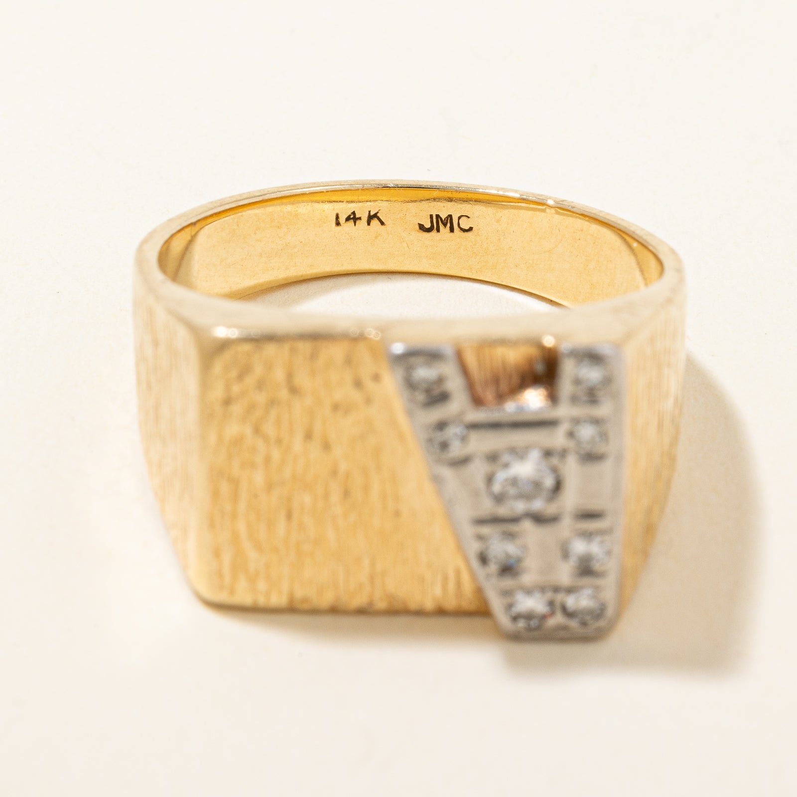 Diamond "A" Initial Textured Ring | 0.24ctw | SZ 10.25 |