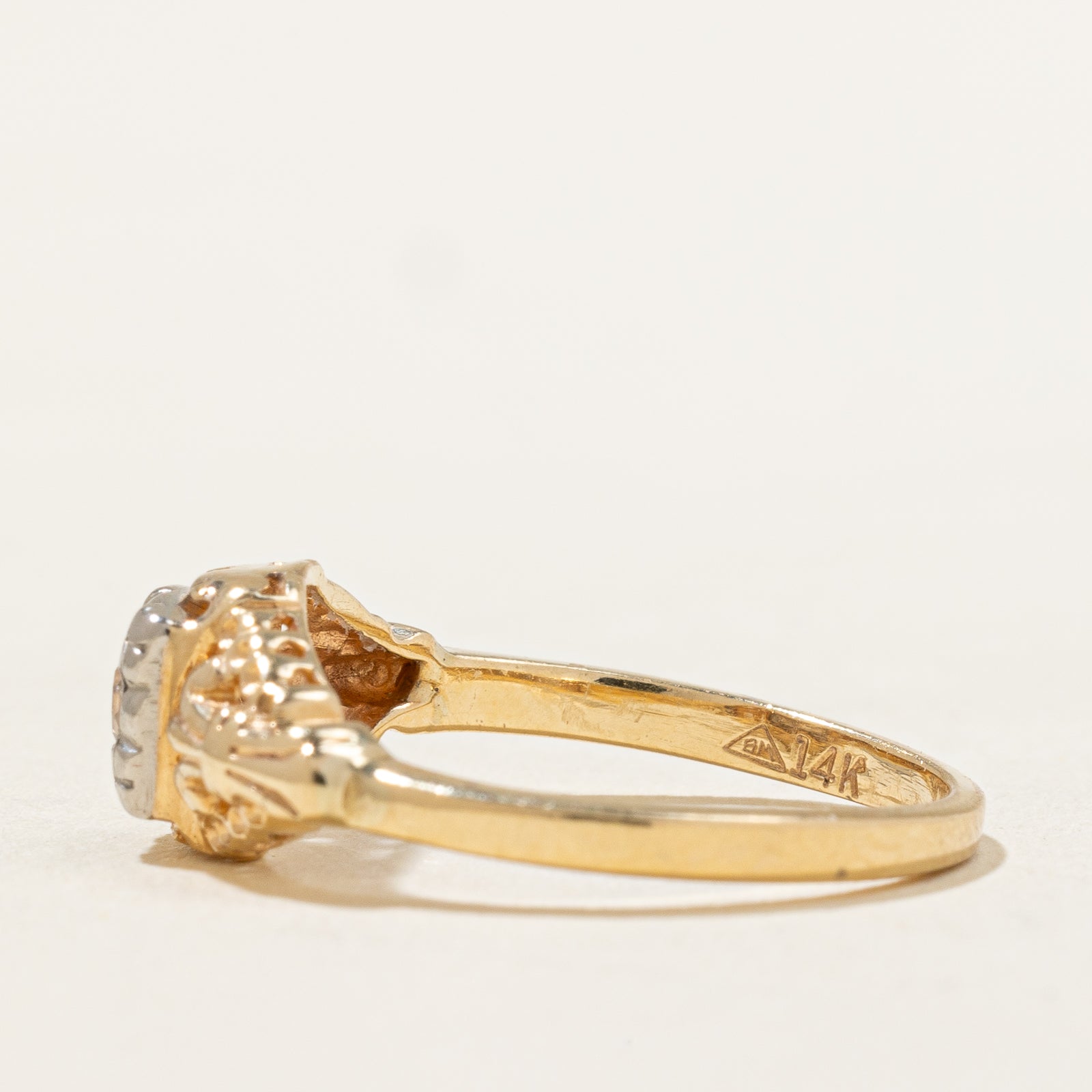 Bague ornée d'un diamant taille ancienne européenne | 0,14 ct | Taille 4,5 |