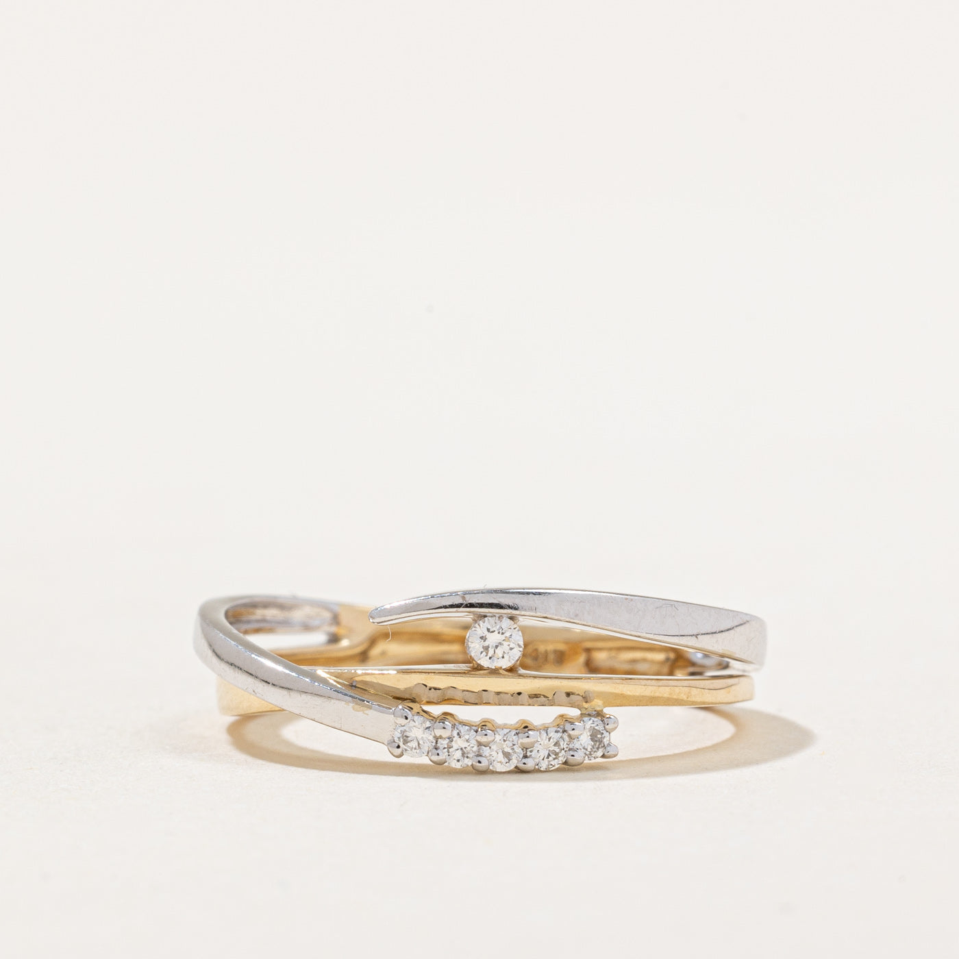 Two Tone Gold Tension Set Diamond Ring | 0.10ctw | SZ 6.5 |
