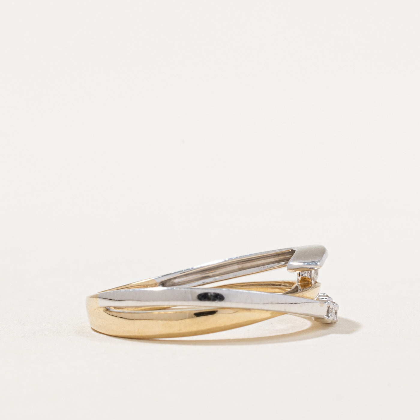 Two Tone Gold Tension Set Diamond Ring | 0.10ctw | SZ 6.5 |