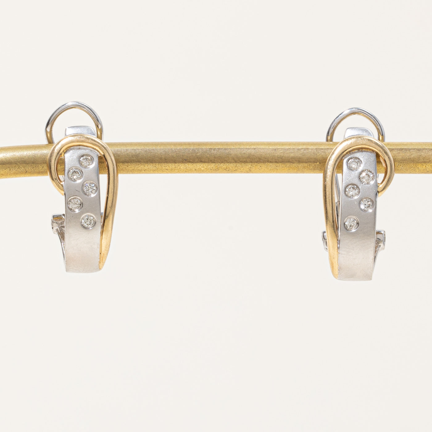 Two Tone Gold Diamond Oval Hoop Earrings | 0.12ctw |