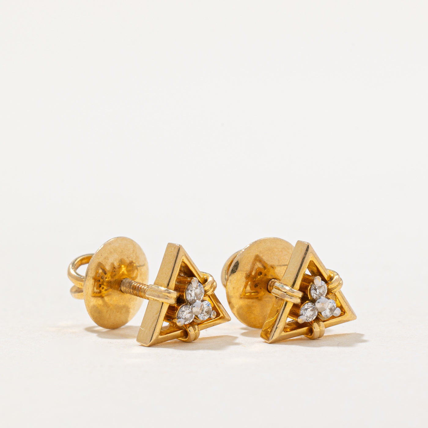 Diamond Triangle Stud Earrings | 0.10ctw |