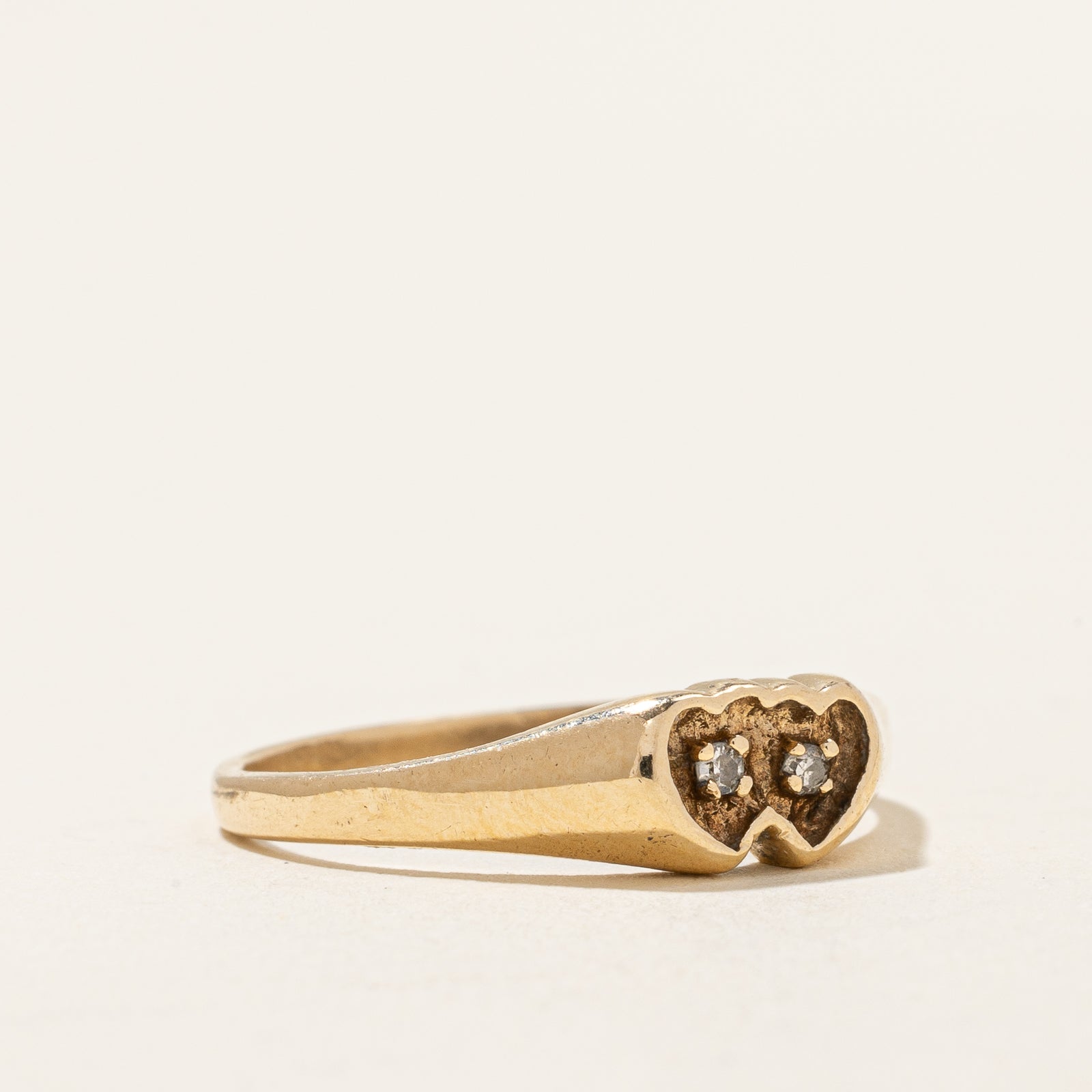 Bague Double Cœur Diamant | 0,02 ct | Taille 6,25 |
