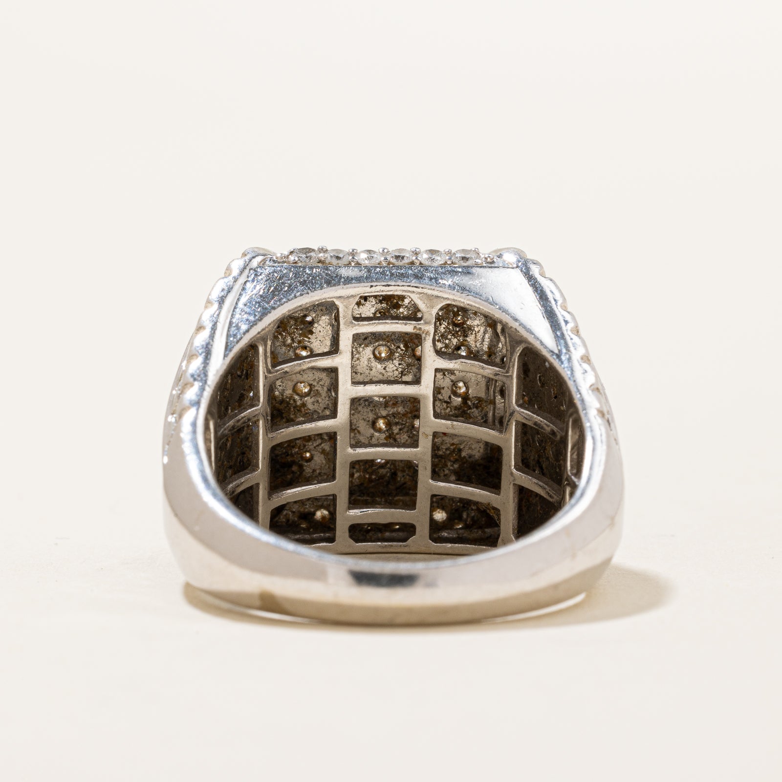 Diamond Grid Signet Ring | 1.38ctw | SZ 10 |
