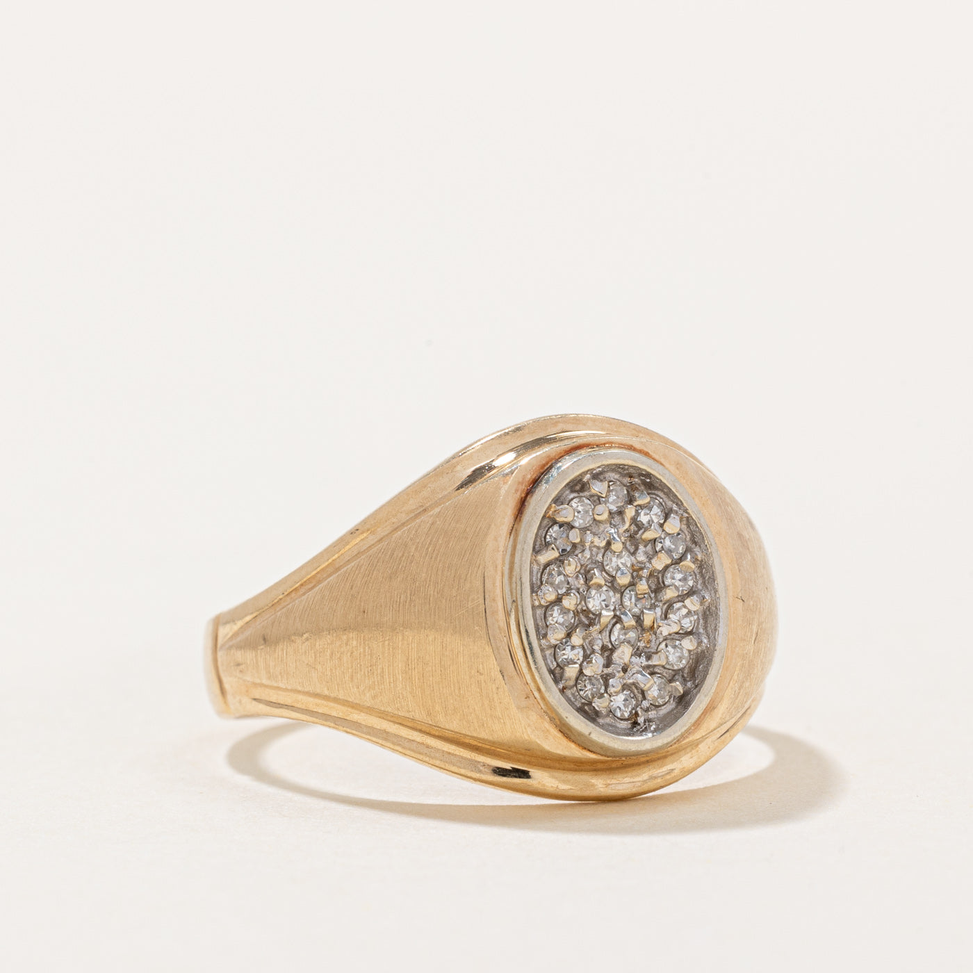 Pave Set Diamond Signet Ring | 0.10ctw | SZ 9.5 |