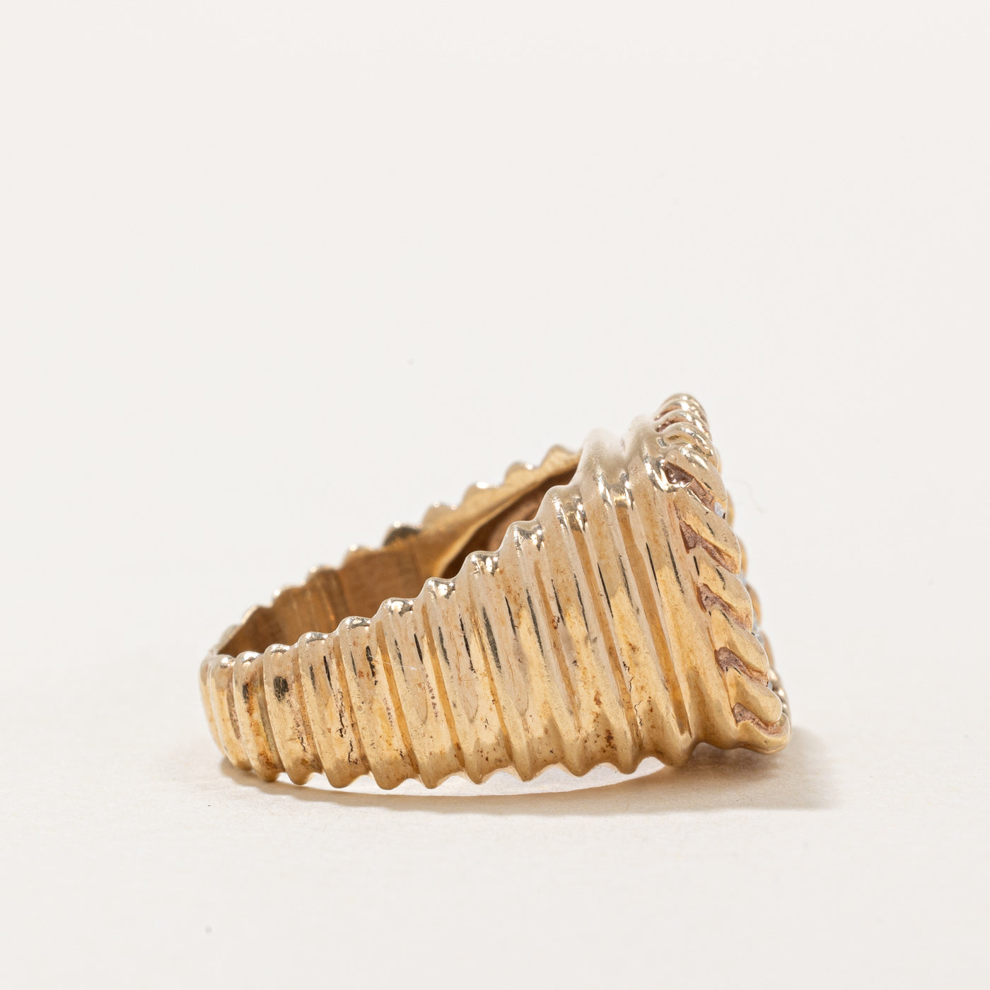 Pave Set Diamond Textured Signet Ring | 0.70ctw | SZ 5.5 |