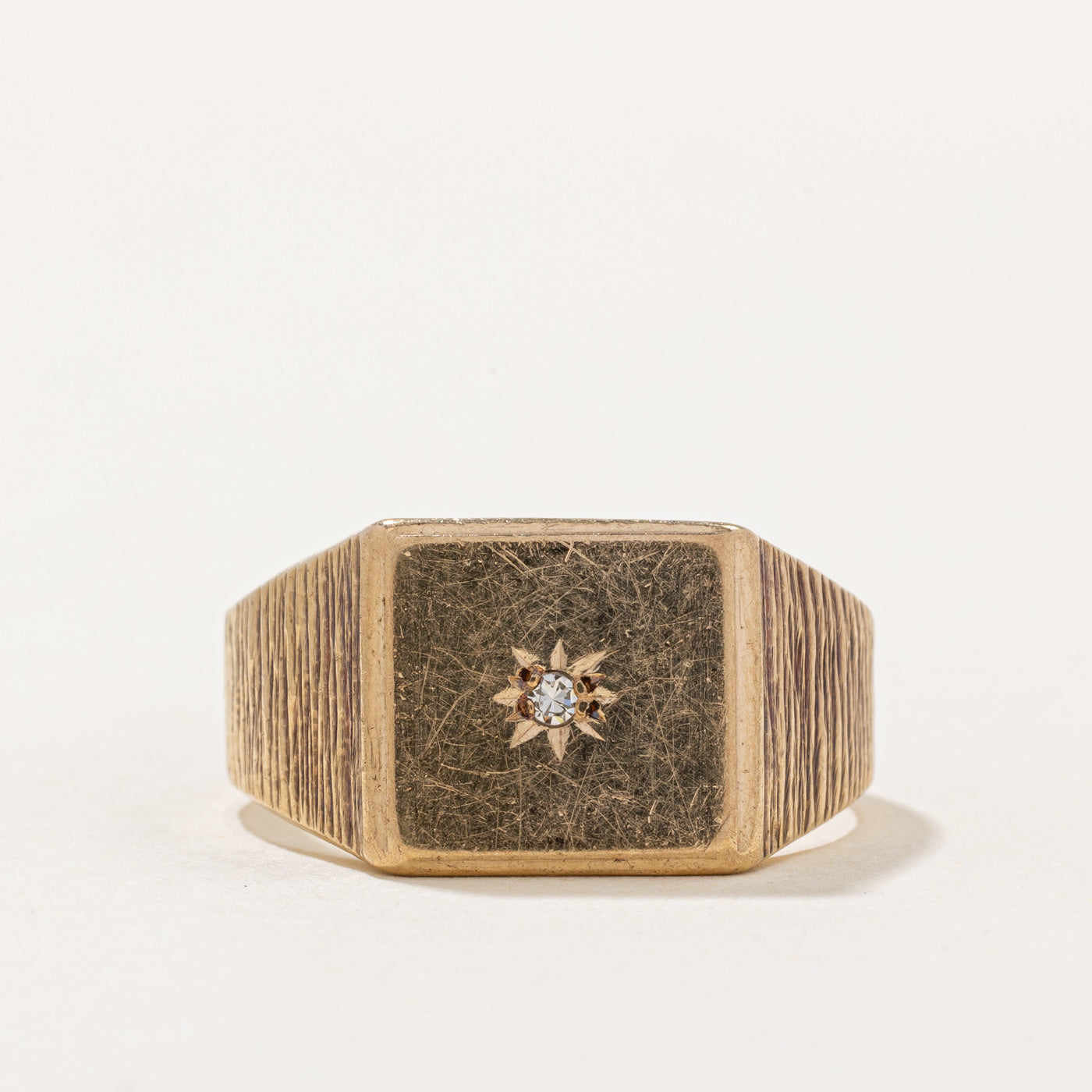 1977 London Starburst Diamond Signet Ring | 0.02ct | SZ 10.5 |