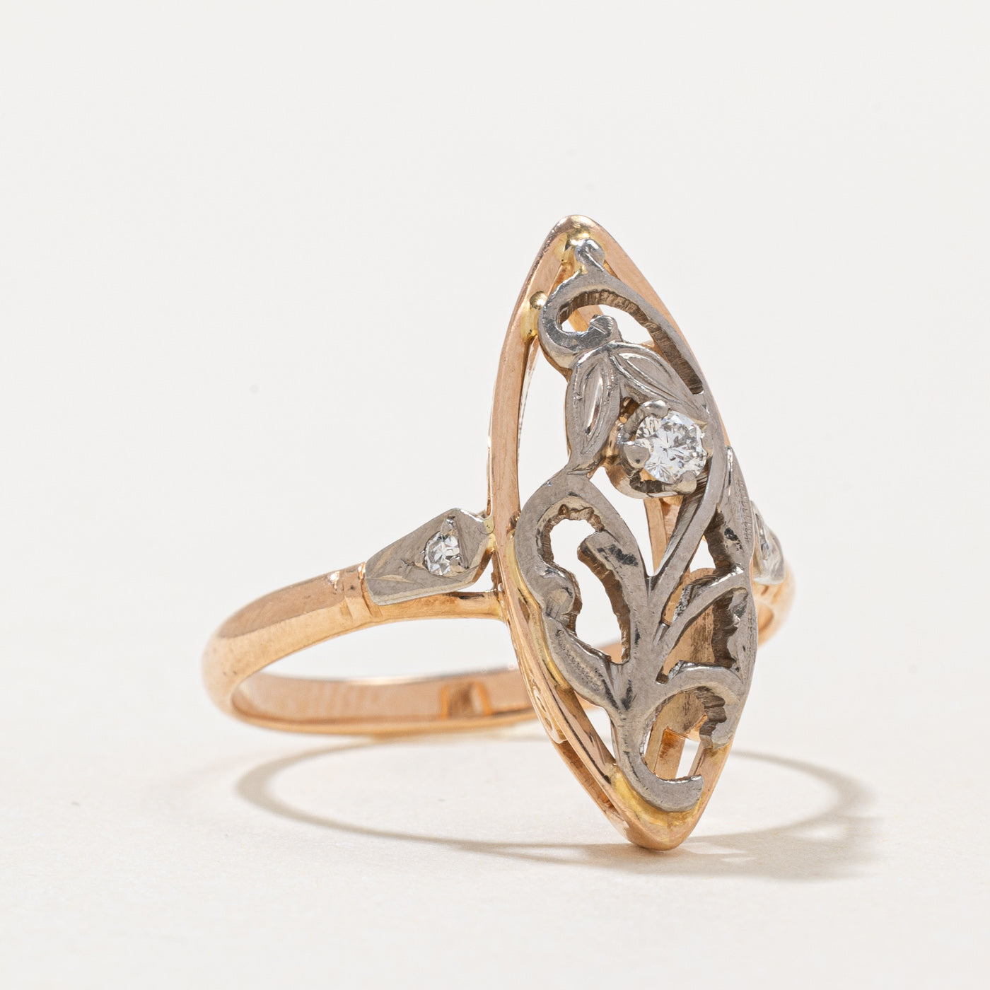 1986 Odessa Diamond Navette Ring | 0.09ctw | SZ 8.25 |