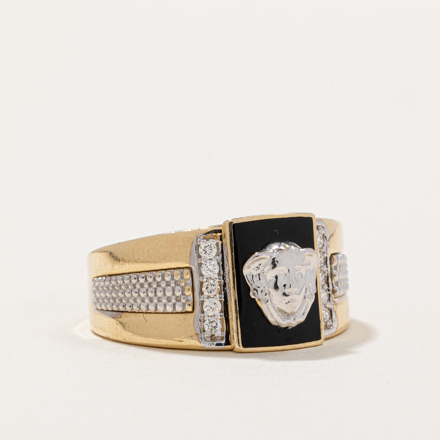 Diamond & Black Enamel Ring | 0.20ctw | SZ 9.75 |