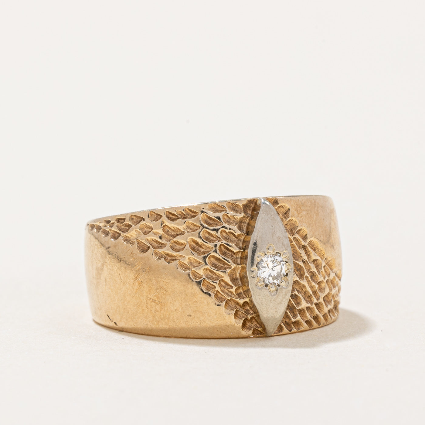 Flush Set Diamond Textured Band | 0.06ct | SZ 6.75 |
