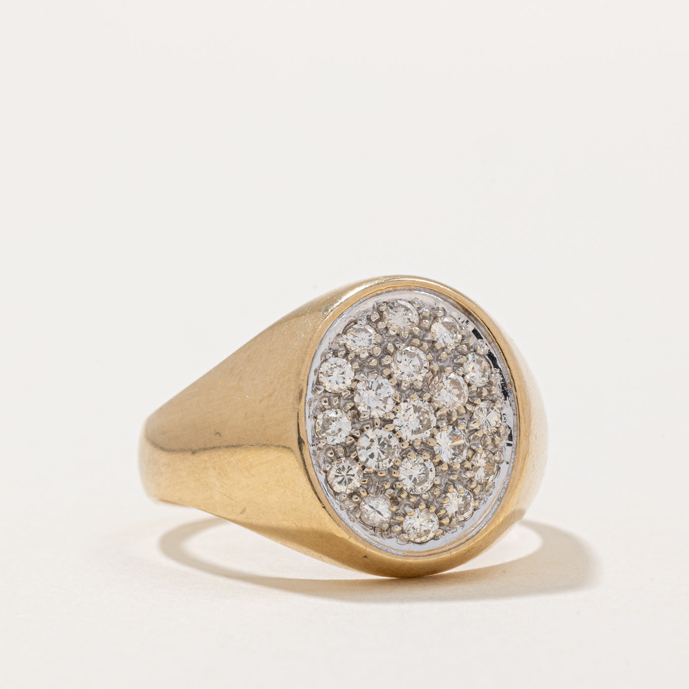 Pave Set Diamond Oval Shaped Signet Ring | 0.70ctw | SZ 11.75 |