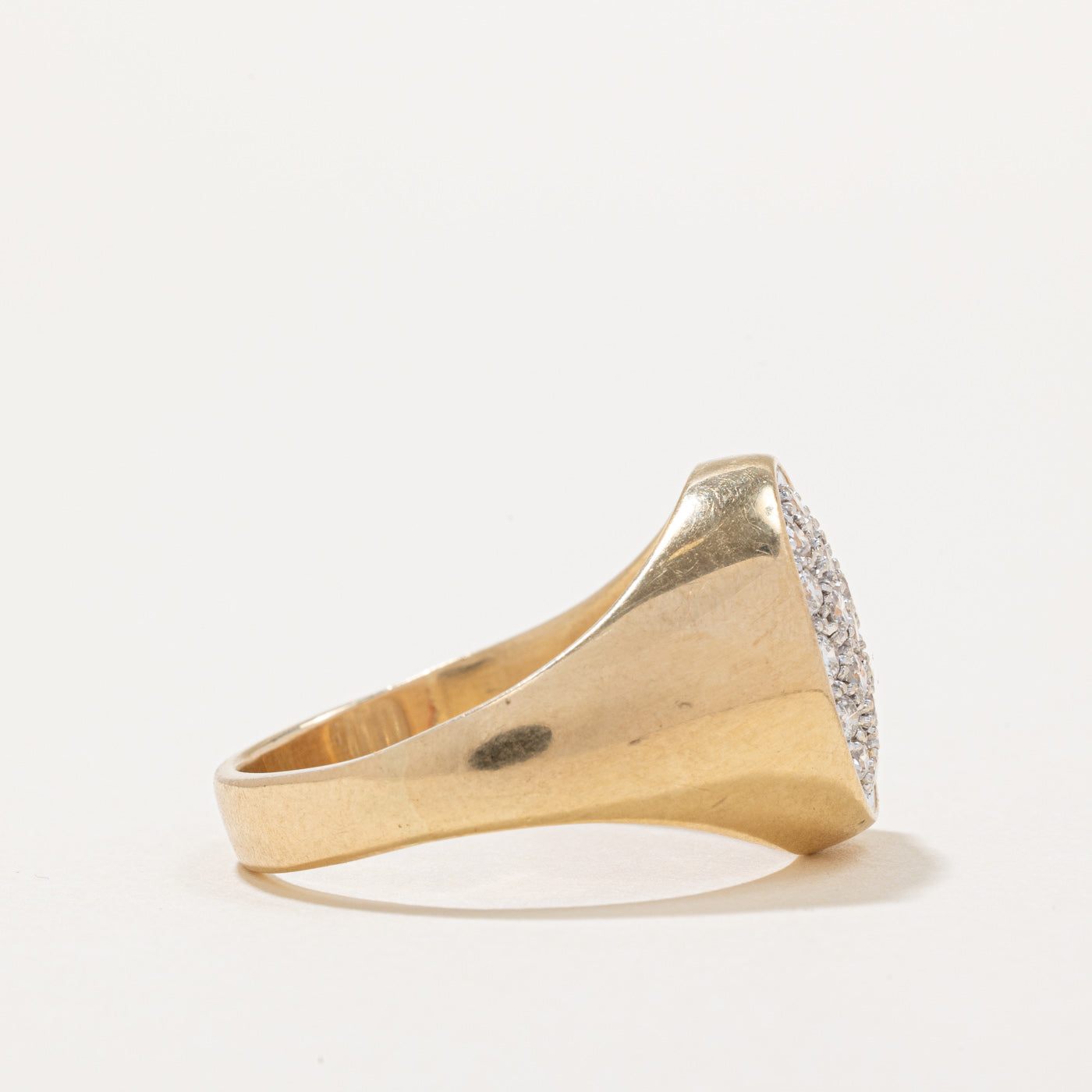 Pave Set Diamond Oval Shaped Signet Ring | 0.70ctw | SZ 11.75 |