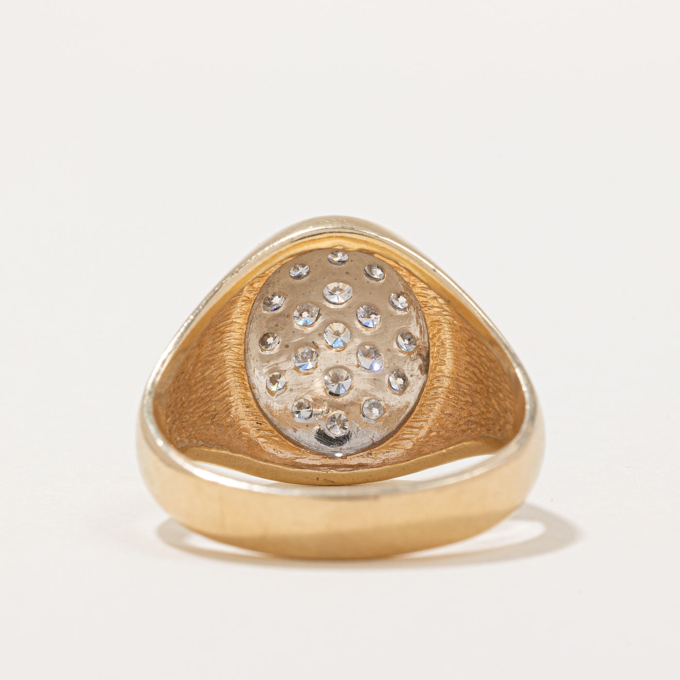 Pave Set Diamond Oval Shaped Signet Ring | 0.70ctw | SZ 11.75 |
