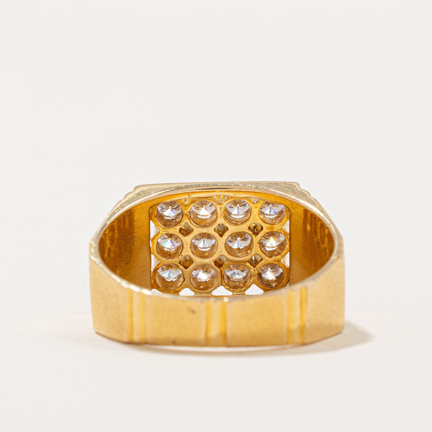 Diamond Grid Signet Ring | 0.97ctw | SZ 9.75 |