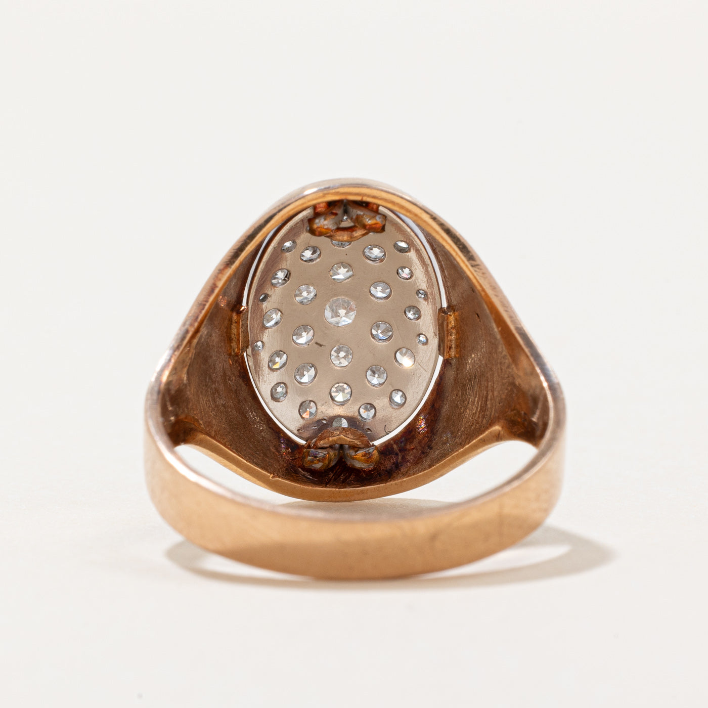 Pave Set Diamond Oval Signet Ring | 0.58ctw | SZ 9.5 |