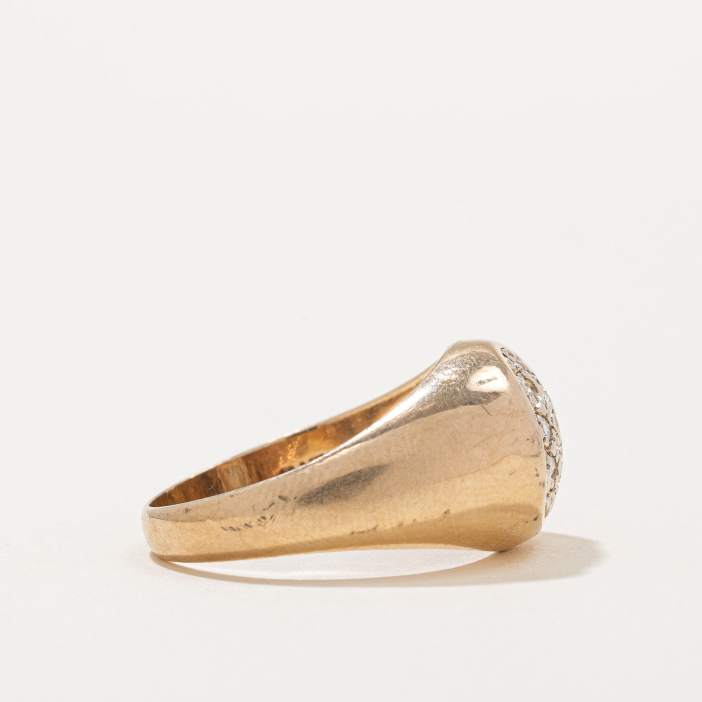 Pave Set Diamond Oval Shaped Signet Ring | 0.23ctw | SZ 10.5 |