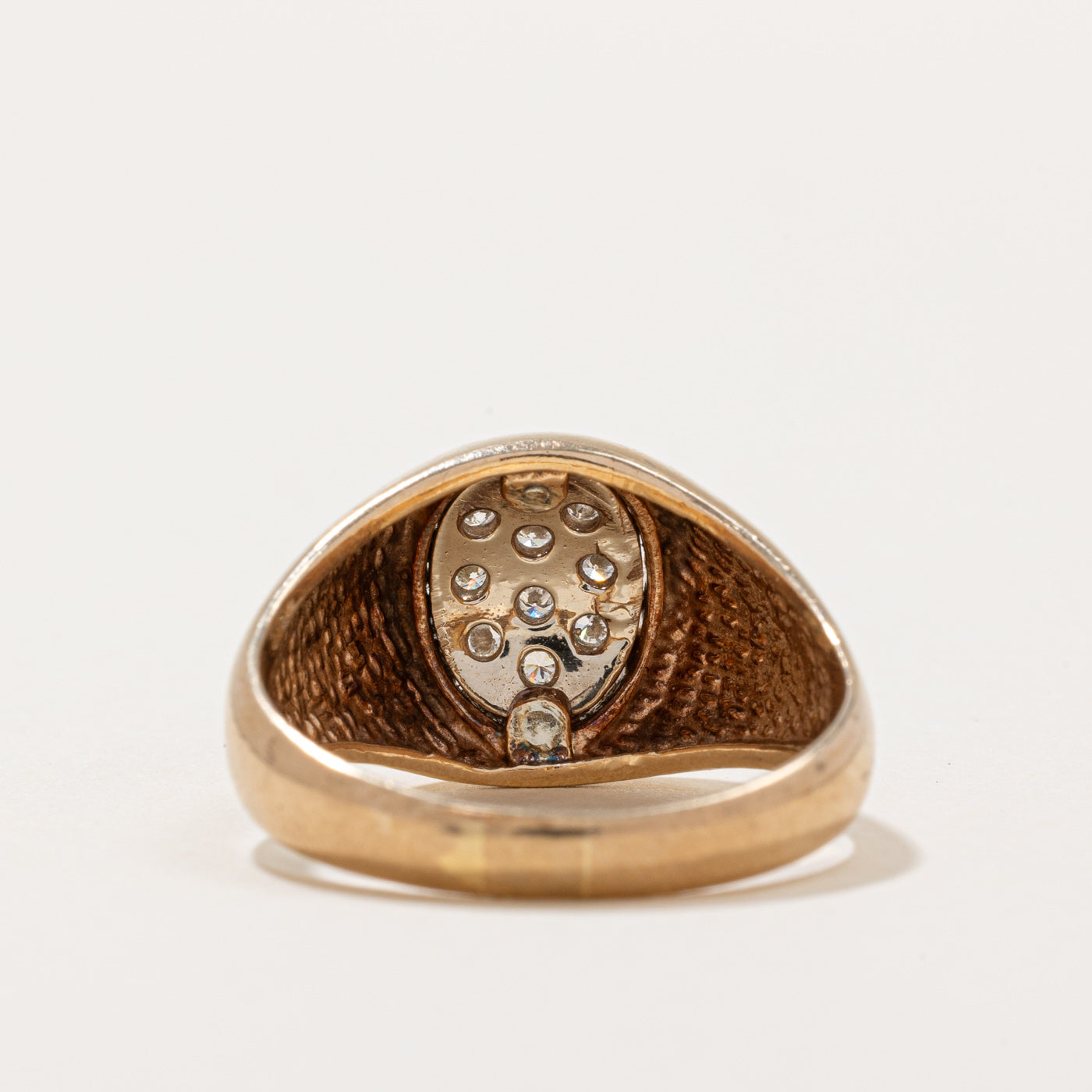 Pave Set Diamond Oval Shaped Signet Ring | 0.23ctw | SZ 10.5 |