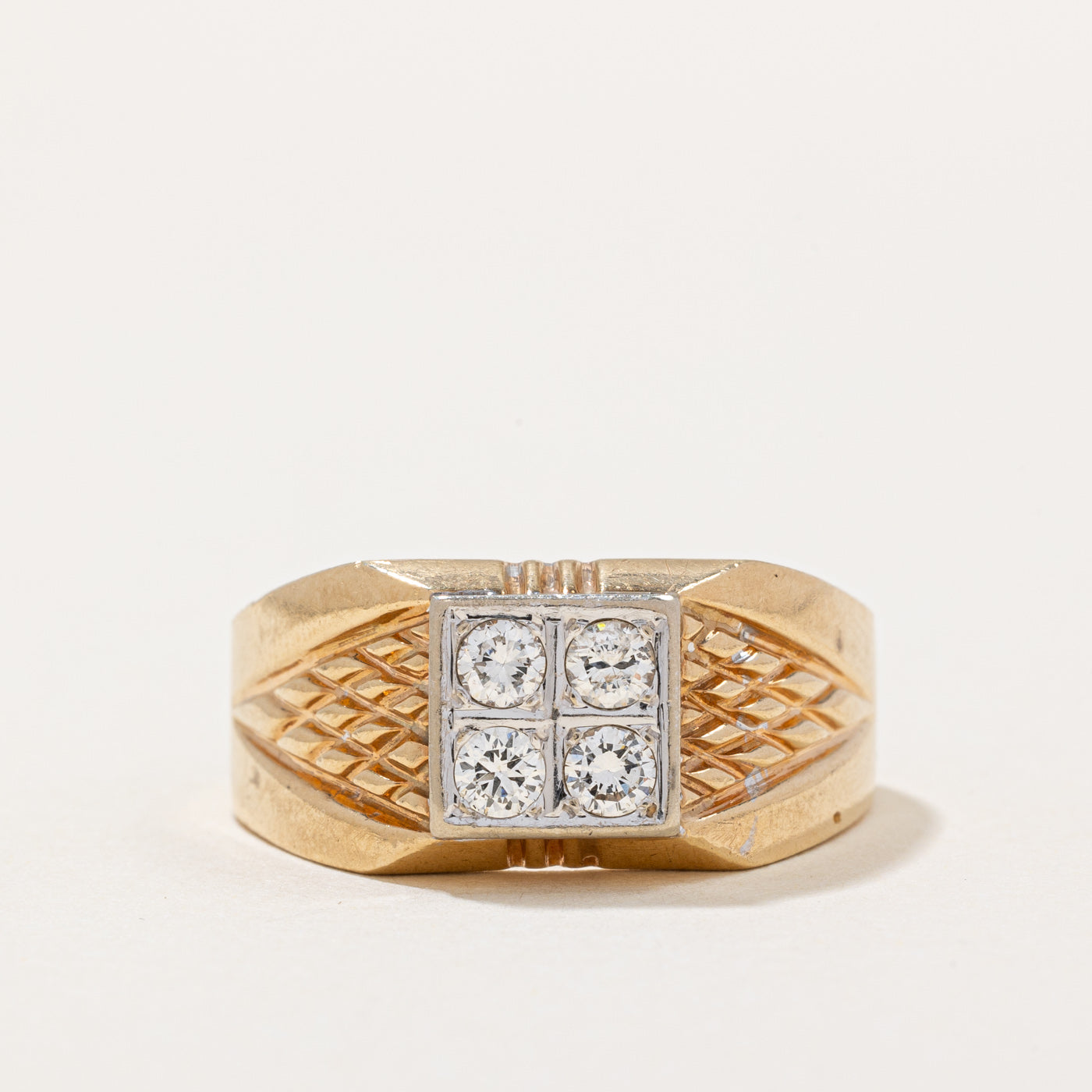 Illusion Set Diamond Textured Ring | 0.48ctw | SZ 11.5 |