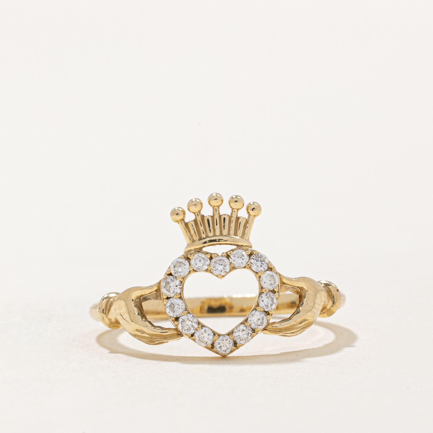 Bague Claddagh en diamants | 0,20 ct | Taille 6,5 |