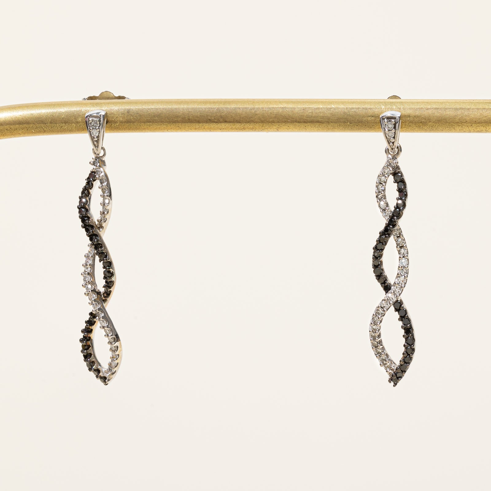 Diamond & Black Diamond Drop Earrings | 0.26ctw, 0.20ctw |