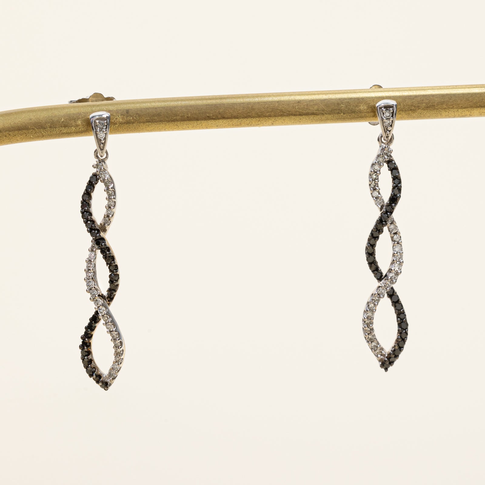 Diamond & Black Diamond Drop Earrings | 0.26ctw, 0.20ctw |