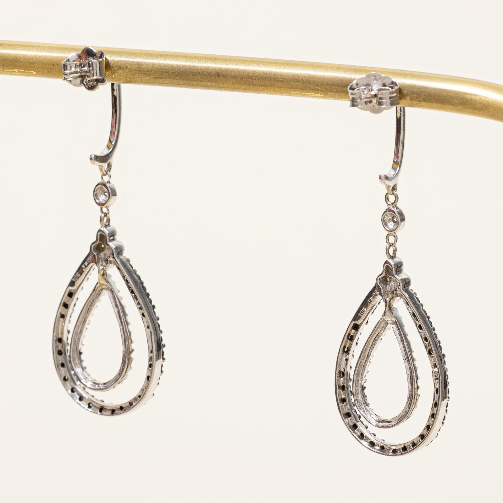 Black Diamond & Diamond Drop Earrings | 0.60ctw, 0.10ctw |